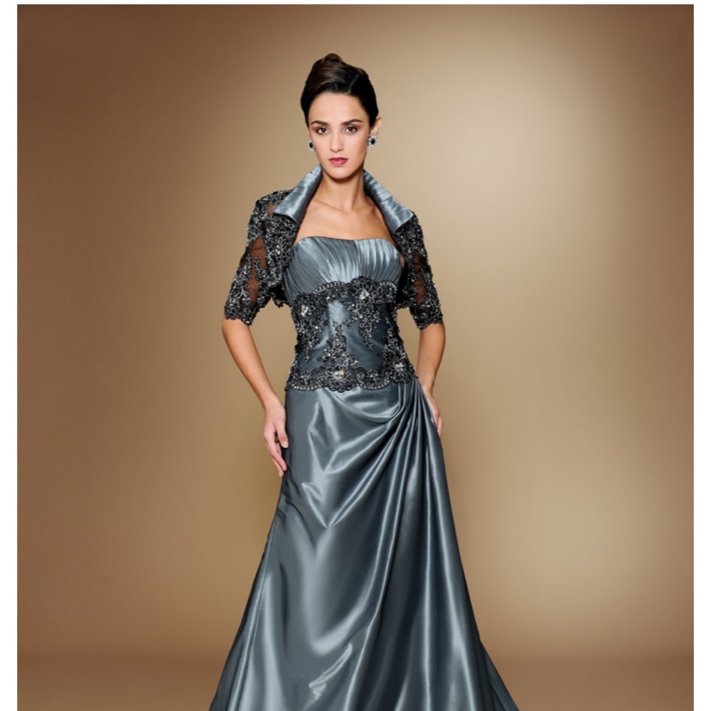 Rina Di Montella 1206 Formal Gray/Black Dress-Size 12